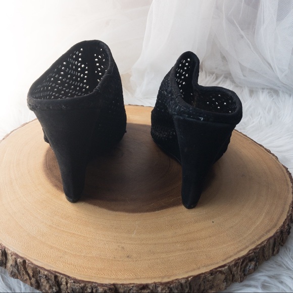 NINE WEST CORVA Women's Black Suede Peep-toe Mule Size 9 - Picture 7 of 13